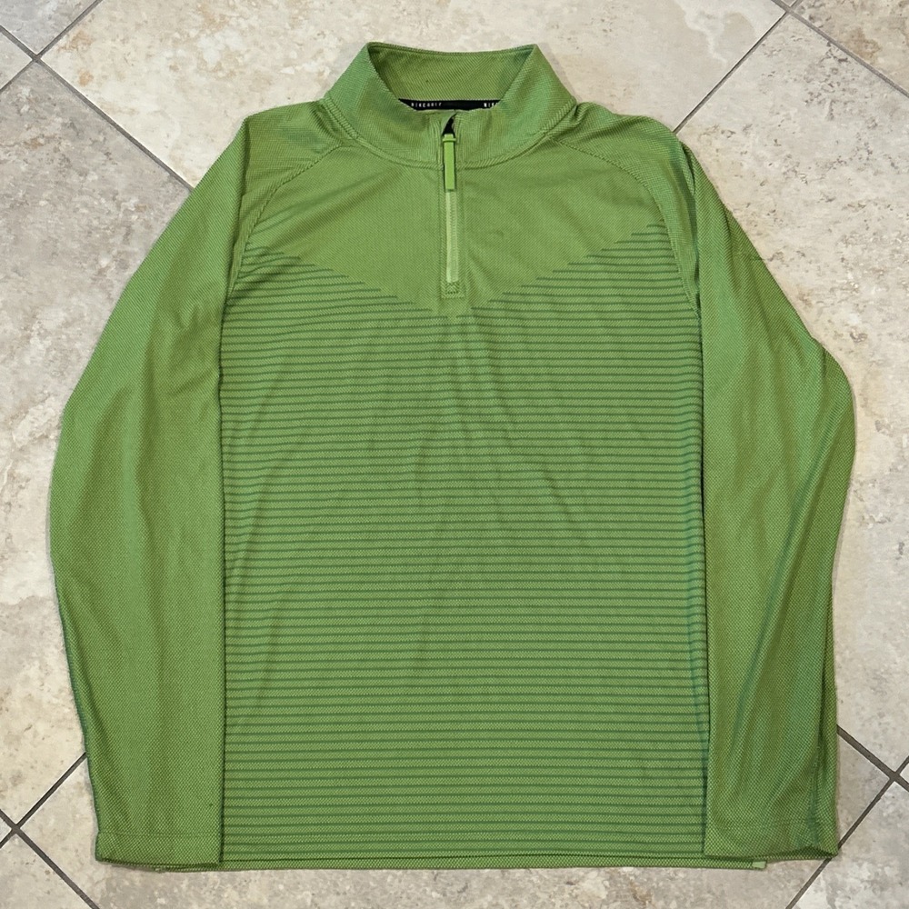 Nike Dri-FIT ADV Vapor Mens M Green Chevron 1/4 Zip Gold Top Stretch DH0982-377